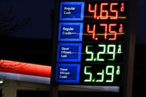 Photo of current gas pump prices in Connecticut